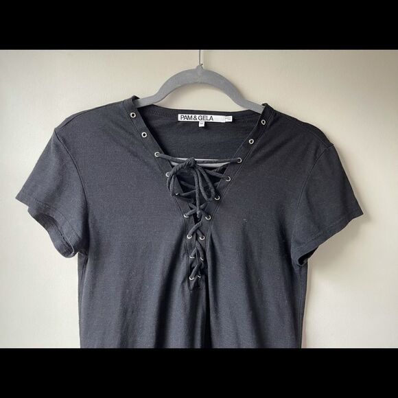 PAM & Gela black tie up T-shirt medium - Picture 4 of 10